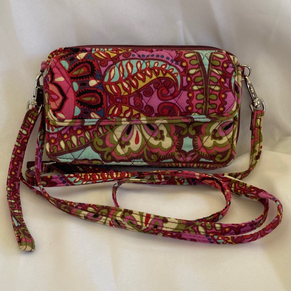 Vera Bradley Pink and Green Crossbody Bag